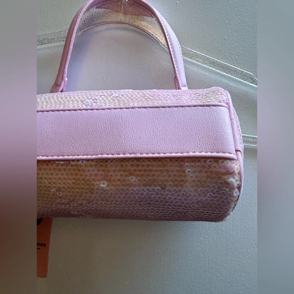 NWT JUICY Couture Pink Sequin Barrel Heart Shoulder Bag Gold look Chain Handle - Picture 9 of 14